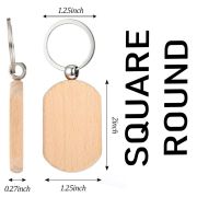 Square Round Keychain Beechwood