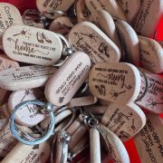 Square Round Keychain Beechwood